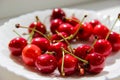 A lot of cherries are in the plate