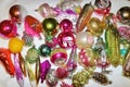 A lot of Christmas decorations of balls and toys, preparation for the holiday Royalty Free Stock Photo