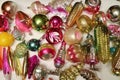 A lot of Christmas decorations of balls and toys, preparation for the holiday Royalty Free Stock Photo