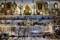 Lot of clocks, watches, and jewelry at the Paris Flea Market, St Ouen