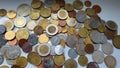 Euro, euro cents, Polish zloty, Polish pennies, Ukrainian hryvnia, Chinese yuan, Egyptian poundsh Royalty Free Stock Photo