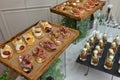 a lot of cold snacks on buffet table, catering. Royalty Free Stock Photo