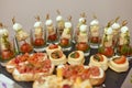 a lot of cold snacks on buffet table, catering. Royalty Free Stock Photo