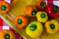 A lot of color sweet peppers, organic summer vegetables Royalty Free Stock Photo