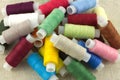 Colored spools with thread close up Royalty Free Stock Photo