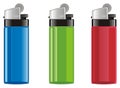 Three colored lighters