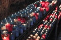 A lot of colorful candles glowing in Covadonga, Asturias, Spain. Religious symbol of the spanish reconquest by King Pelayo Royalty Free Stock Photo