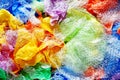 Colorful disposable plastic and rubbish bags from above Royalty Free Stock Photo