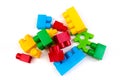 Lot of colorful rainbow toy bricks background. Educational toy, constructor for children Isolated on white background Royalty Free Stock Photo