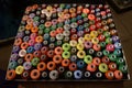 Spools of colorful threads