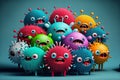 A lot of colorful virus characters, ai generative