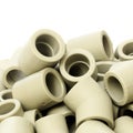 A lot of combined fittings for plastic pipes Royalty Free Stock Photo