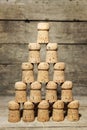 A lot of corks building a pyramid Royalty Free Stock Photo