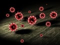 a lot of coronaviruses detected on floor - 3d rendering