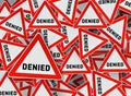 A lot of denied on red triangle road sign Royalty Free Stock Photo