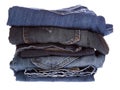 Lot of different blue jeans Royalty Free Stock Photo