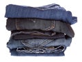 Lot of different blue jeans