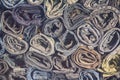 Lot of different blue jeans Royalty Free Stock Photo