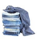Lot of different blue jeans isolated Royalty Free Stock Photo