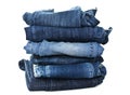 Lot of different blue jeans