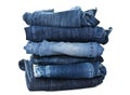 Lot of different blue jeans Royalty Free Stock Photo