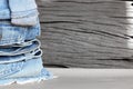 Lot of different blue jeans Royalty Free Stock Photo