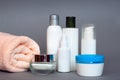 A lot of different cosmetic products for personal care Royalty Free Stock Photo