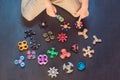 A lot of different spinners on a black background Royalty Free Stock Photo