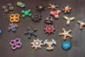 A lot of different spinners on a black background Royalty Free Stock Photo