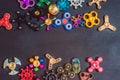 A lot of different spinners on a black background Royalty Free Stock Photo
