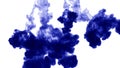 A lot of flows of isolated blue ink injects. Blue A lot of flows of isolated blue ink injects. Color mix in water , shot