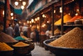 a lot of food sitting in bowls at an outdoor market Royalty Free Stock Photo