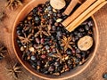 a lot of fragrant spices for food as a background Royalty Free Stock Photo