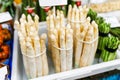 fresh asparagus on sale in farm food eco market Royalty Free Stock Photo