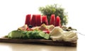 Delicious fruits and cheese plate