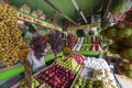 A lot of fresh, tropical fruits, at a market, bazaar in Yogjakarta, Indonesia.