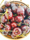 A lot of fresh washed large cherries close-up
