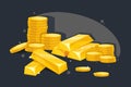 Lot of gold bars and coins. Royalty Free Stock Photo