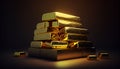 a lot of Gold bullion and gold coins. Golden is business Successful investor or entrepreneur. Gold investment, Financial concept. Royalty Free Stock Photo