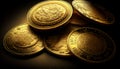 a lot of Gold coins. Golden is business Successful investor or entrepreneur. Gold investment, Financial concept. Generative AI Royalty Free Stock Photo