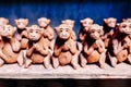 Clay monkey figurines sold as tourist souvenirs in Hoi an