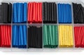 A lot of heat shrink tubes to protect the insulation of cables in the box Royalty Free Stock Photo