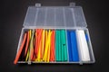 A lot of heat shrink tubes to protect the insulation of cables, close-up Royalty Free Stock Photo