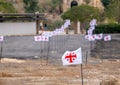 A lot of the Jerusalem cross also known as `five-fold Cross`, or `cross-and-crosslets` flags. Israel