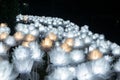 A lot of lit LED rose flowers at the Dongdaemun Design Plaza in UD TOWN, Udonthani Thailand at night.