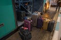 Arnavutkoy, Istanbul, Turkey - 03.11.2021: luggage, baggage and bags of air passengers in Istanbul Airport after flights