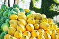 A lot of melons and watermelons. Bodrum, Turkey. Royalty Free Stock Photo
