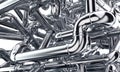 Lot of metal pipes are forming a maze Royalty Free Stock Photo