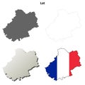 Lot, Midi-Pyrenees outline map set