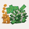 A lot of money rich concept vector illustration Royalty Free Stock Photo